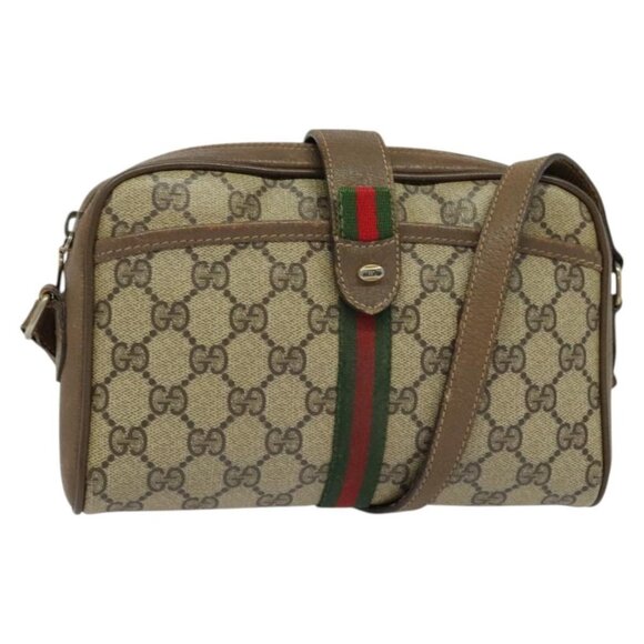 GUCCI GG Supreme Web Sherry Line Shoulder Bag PVC Beige 89 02 055 Auth - Picture 1 of 16
